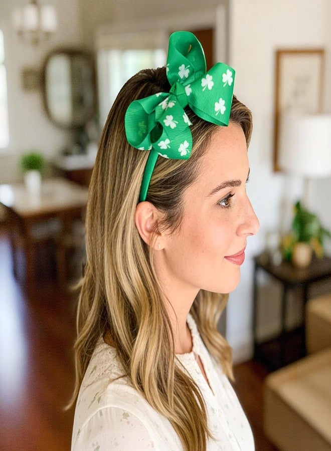 Doneace St. Patrick's Day Headband Shamrock Bow Hair Band Green Clover Hair Accessories for Women Irish Saint Patricks Day Festival Costume Parade Party Supplies - Image 4